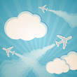 blue background with planes