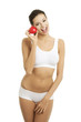 Happy Fit female with red heart shaped toy