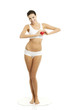 Happy Fit female with red heart shaped toy