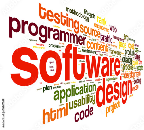 Illustration: Software design concept in tag cloud Software design concept in tag cloud