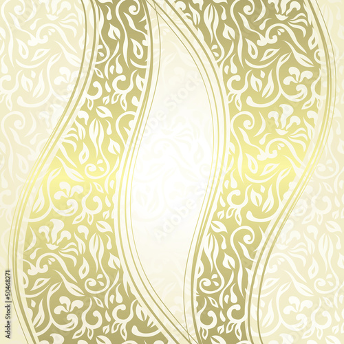 Vector: Vintage damask seamless background with a ribbons Vintage damask seamless background with a ribbons