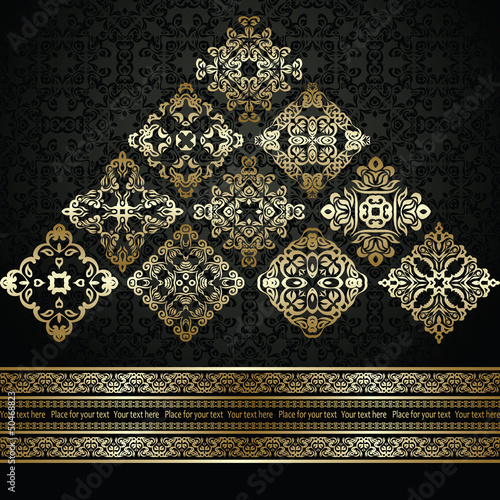 Vector: Stylish card with a pyramid of vintage elements Stylish card with a pyramid of vintage elements