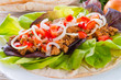  Kebab - grilled meat, bread and vegetables