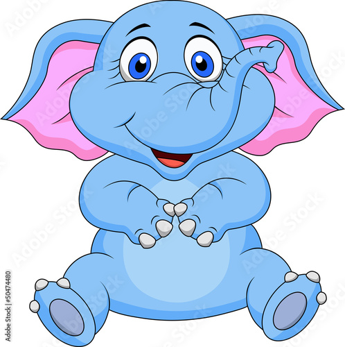 Vector: Cute elephant cartoon sitting Cute elephant cartoon sitting