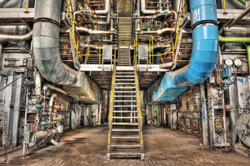 Photo: Old gas boiler in an abandoned power plant Old gas boiler in an abandoned power plant