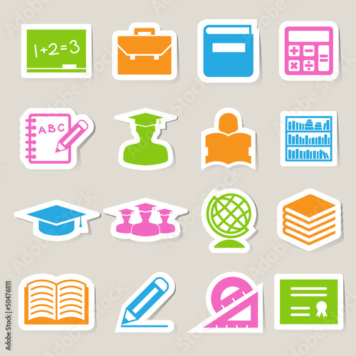 Vector: Education sticker icons set. Education sticker icons set.