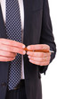 Business man holding a pen.