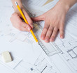 Hand drawing details of the interior