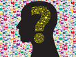 Human head with question mark symbol