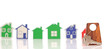 silver key with blank label over the houses background