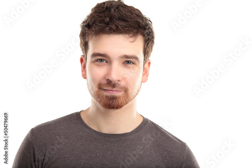 Photo: Portrait of happy smiling man, isolated on white Portrait of happy smiling man, isolated on white