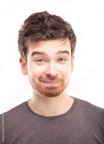 Photo: Portrait of happy smiling man, isolated on white Portrait of happy smiling man, isolated on white