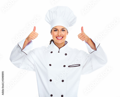 Photo: Chef woman. Chef woman.