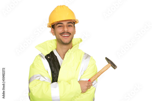 Photo: Mann mit Bauhelm Mann mit Bauhelm