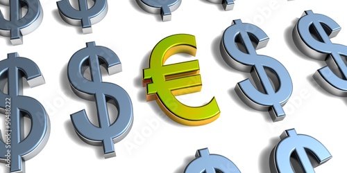 Illustration: 3D Goldzeichen - Euro vs Dollar 3D Goldzeichen - Euro vs Dollar