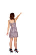 Teen girl pointing at something. Rear view.