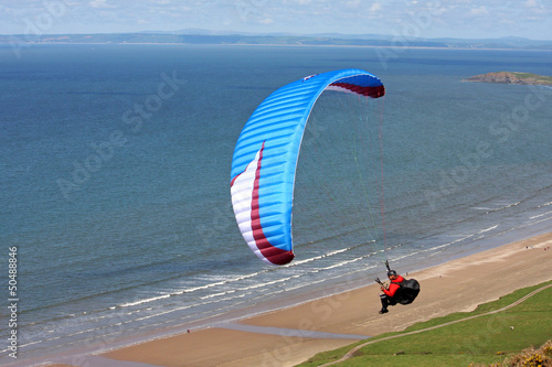 Photo: paraglider over Rhossili beach paraglider over Rhossili beach