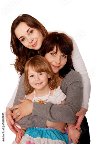 Photo: Happy mother and two daughters, teenager and toddler. Happy mother and two daughters, teenager and toddler.