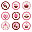 Vektor: Set of cakes stickers Set of cakes stickers