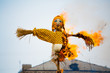 Traditional off winter in Russia, burning effigies of carnival.