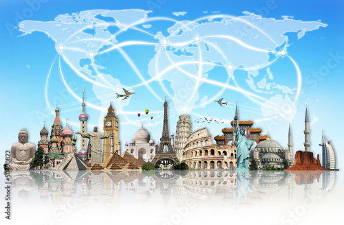 Photo: Travel the world monuments concept Travel the world monuments concept