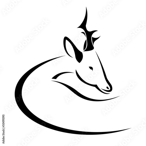 Vector: Vector illustration of deer symbol - tattoo Vector illustration of deer symbol - tattoo