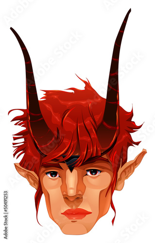 Vector: Mythological demon head. Mythological demon head.