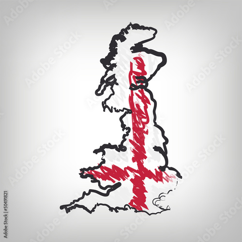 Vector: England Karte Zeichnung England Karte Zeichnung