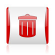 recycle red and white square web glossy icon