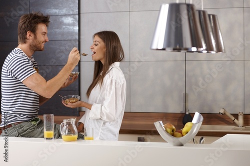 Photo: Romantic couple having breakfast Romantic couple having breakfast