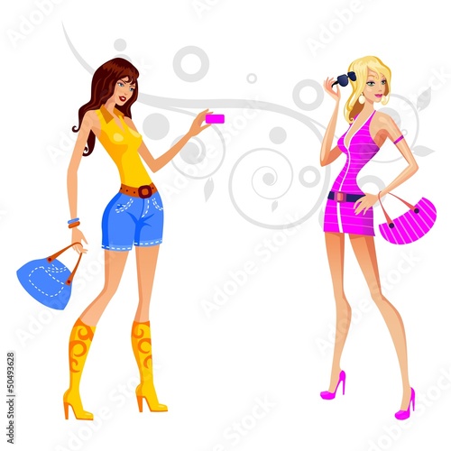Vector: lovely ladies and bags lovely ladies and bags