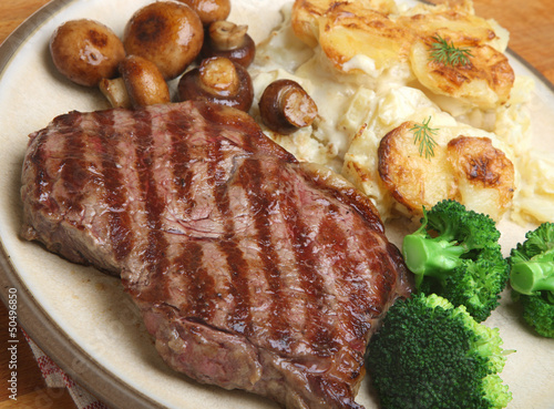 Photo: Sirloin Steak Dinner with Dauphinois Potatoes Sirloin Steak Dinner with Dauphinois Potatoes