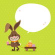 Bunny Handcart Speech Bubble Green Dots