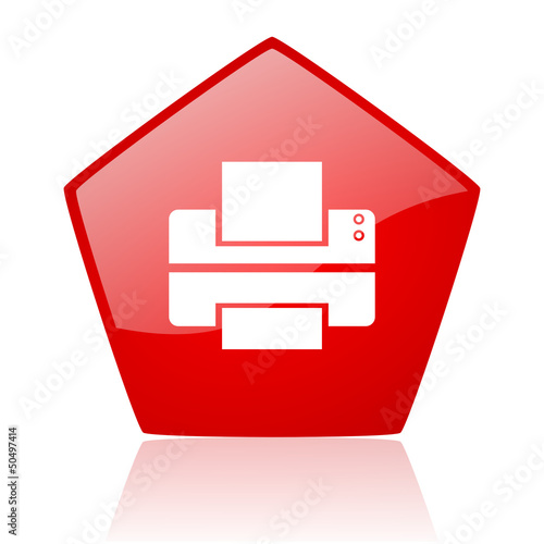 Illustration: printer red web glossy icon printer red web glossy icon