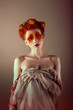 Unusual Redhead Woman with False Red Eyelashes. Fantasy