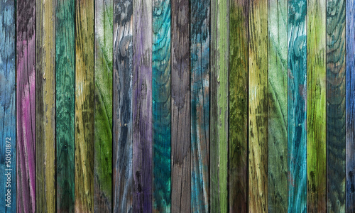 Photo: Panorama planches de bois multicolores Panorama planches de bois multicolores