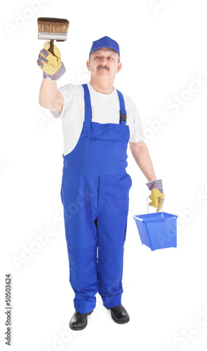 Photo: house painter with bucket and paintbrush house painter with bucket and paintbrush