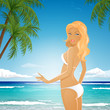 Vector Illustration of a Summer Girl in Bikini