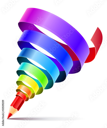 Vector: creative art pencil design concept with spiral of color creative art pencil design concept with spiral of color