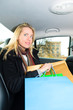 Photo: Woman driving in taxi, She was shopping Woman driving in taxi, She was shopping