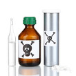 Deadly poison in bottles isolated on white