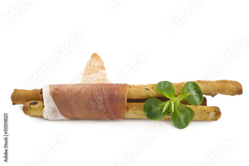 Photo: Italian prosciutto on a bread stick Italian prosciutto on a bread stick
