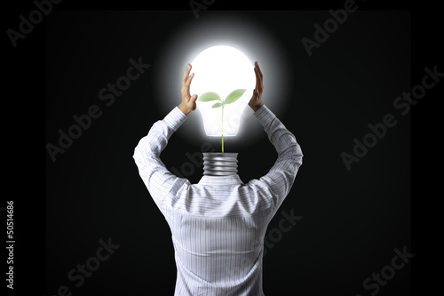 Photo: lamp head businessman lamp head businessman