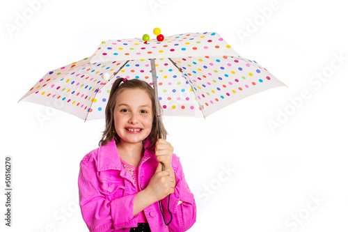 Photo: cute kid holding an umbrell cute kid holding an umbrell