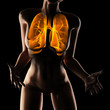 woman chest radiography scan