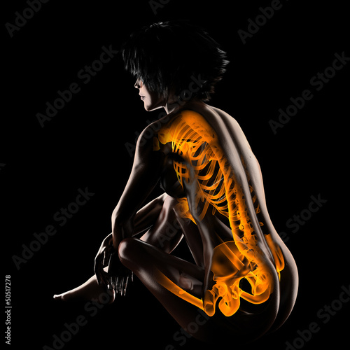 Illustration: woman radiography scan woman radiography scan