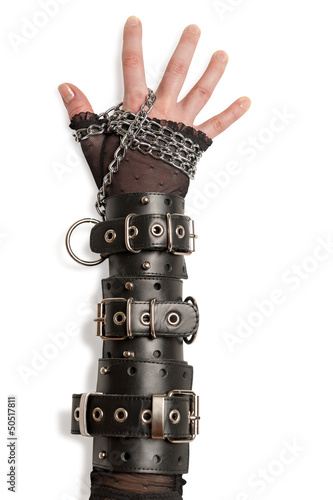 Photo: Hand in Leather Cuffs Hand in Leather Cuffs