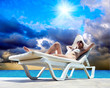 Beautiful happiness girl under sun light