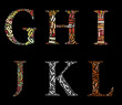 GHIJKL alphabet cloud/collage with alphabet shape