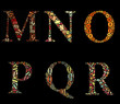 MNOPQR alphabet cloud/collage with alphabet shape